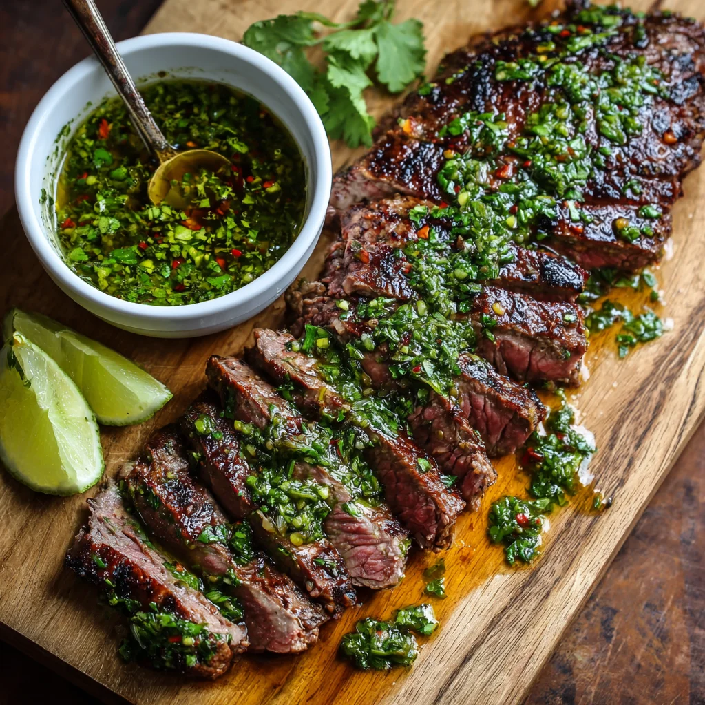 Chimichurri_sauce_with_grilled_steak_sliced_dipp