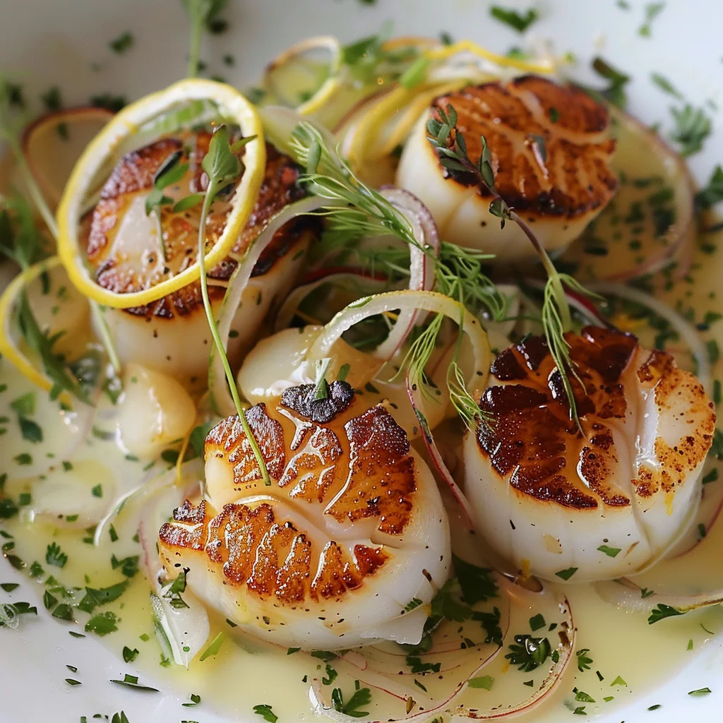 Pan-Seared Scallops with Lemon Beurre Blanc and Fennel Salad