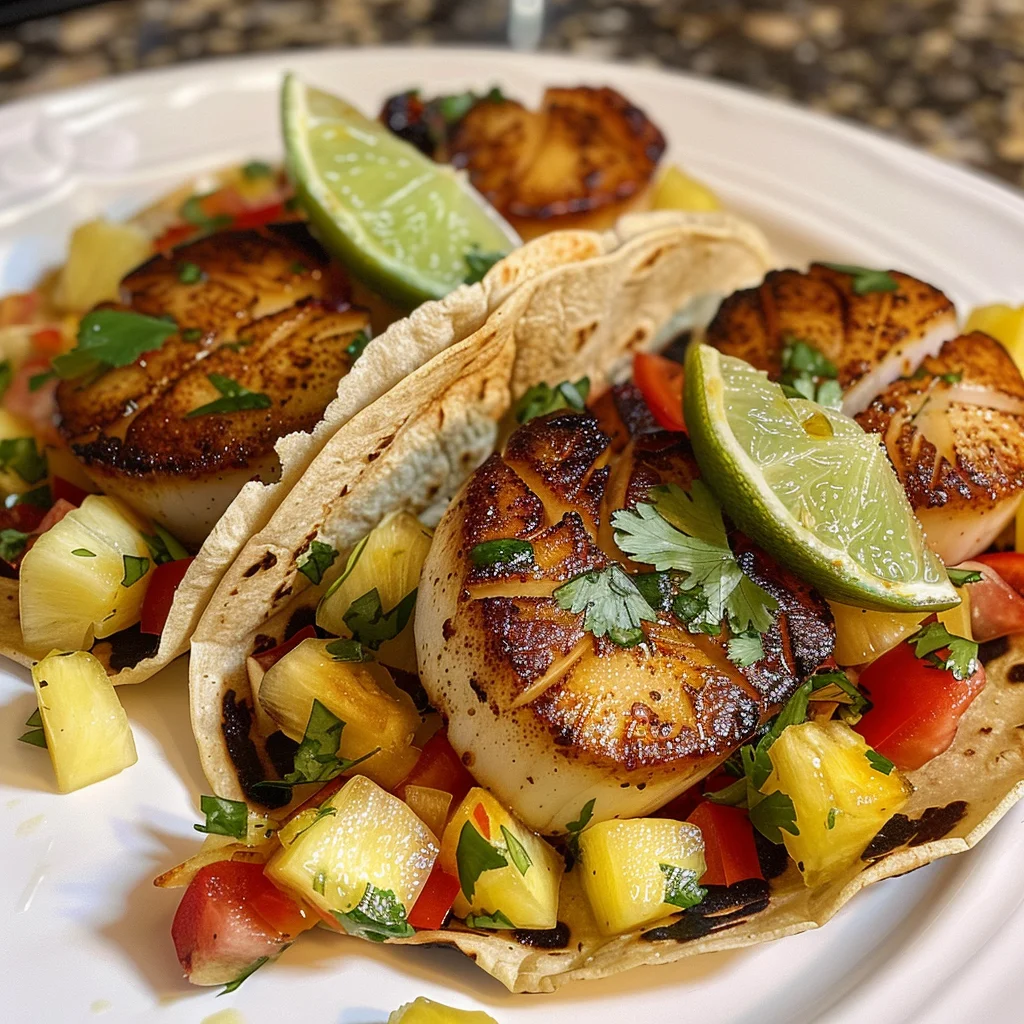 Seared Scallop Tacos with Pineapple Salsa