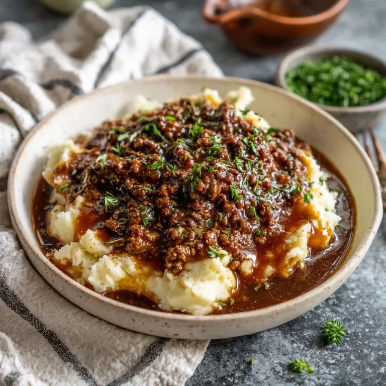 Ground Beef and Gravy Over Mashed Potatoes Recipe
