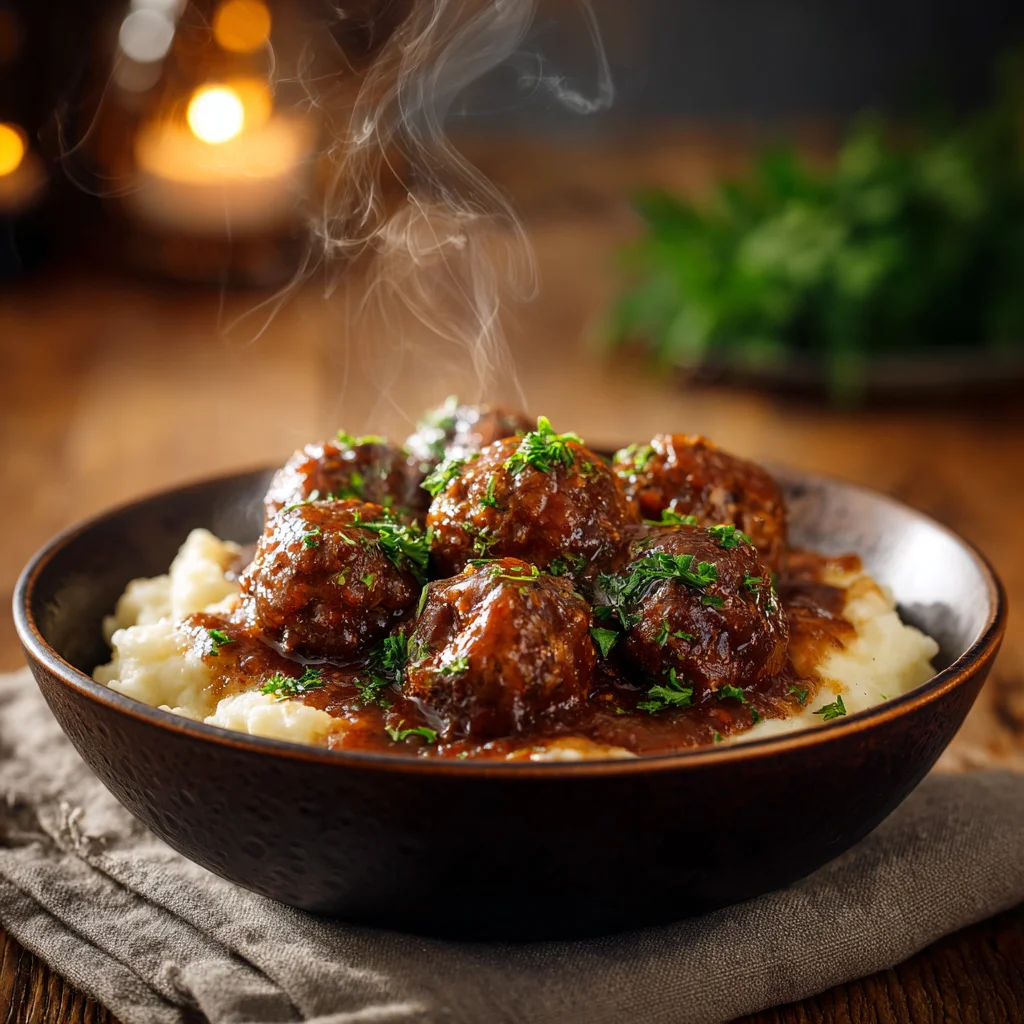 Slow Cooker Salisbury Steak Meatballs