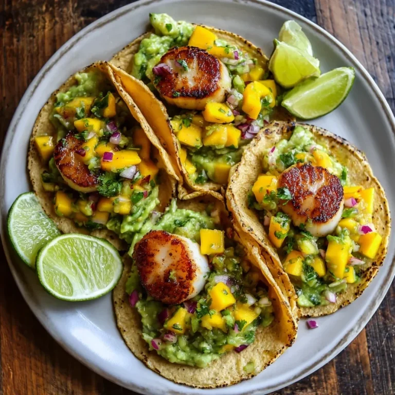 Seared Scallop Tacos with Mango Avocado Salsa