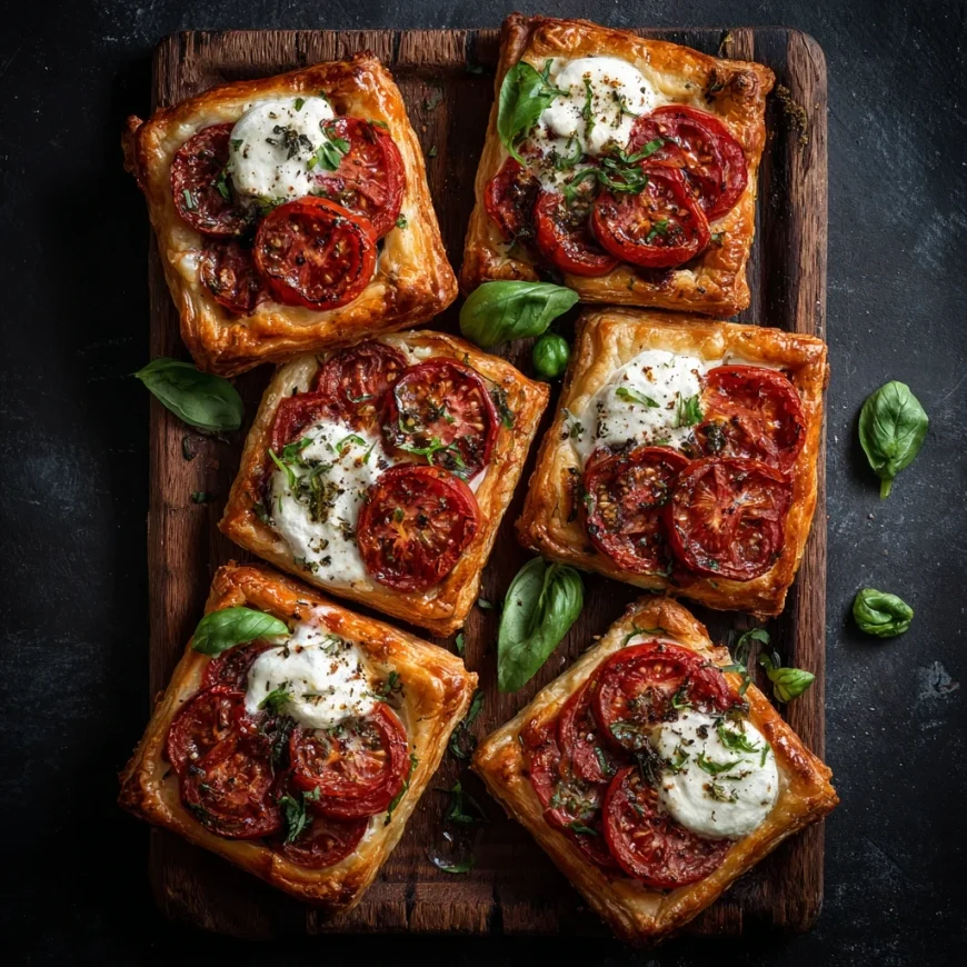 Tomato Mozzarella Puff Pastry Tarts