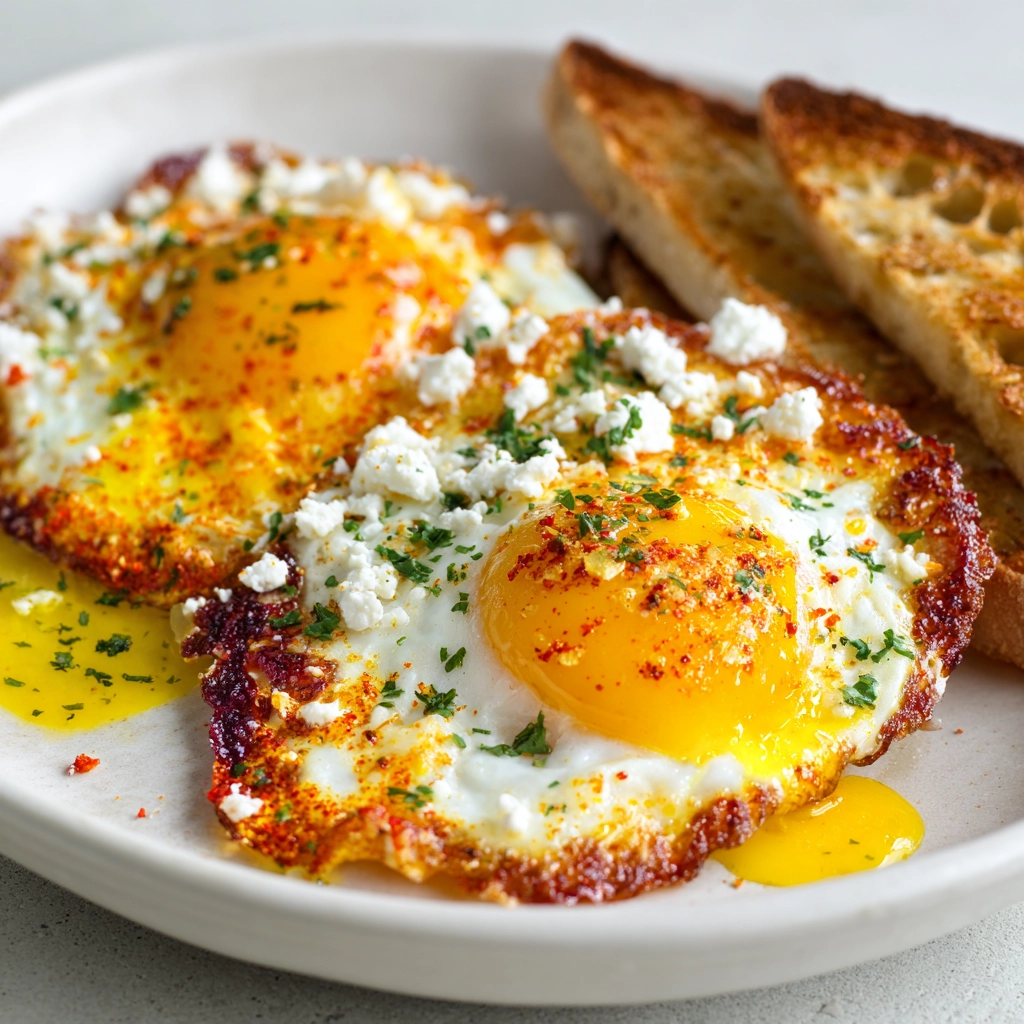 Crispy Feta Fried Eggs Recipe