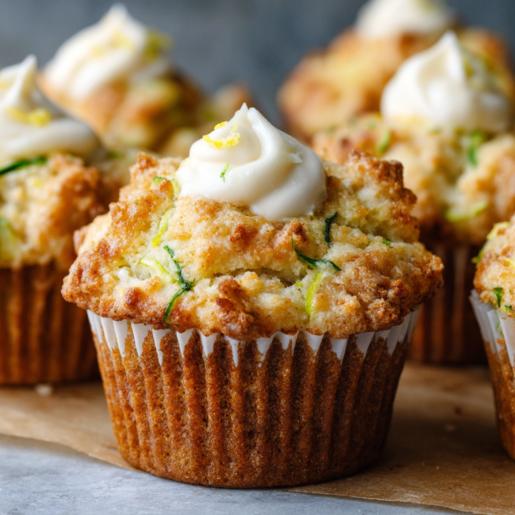 Lemon Zucchini Cream Cheese Muffins