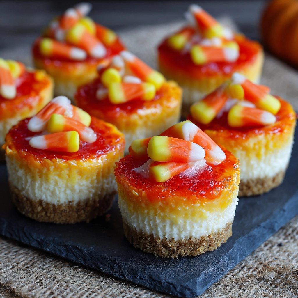 Mini Candy Corn Cheesecakes