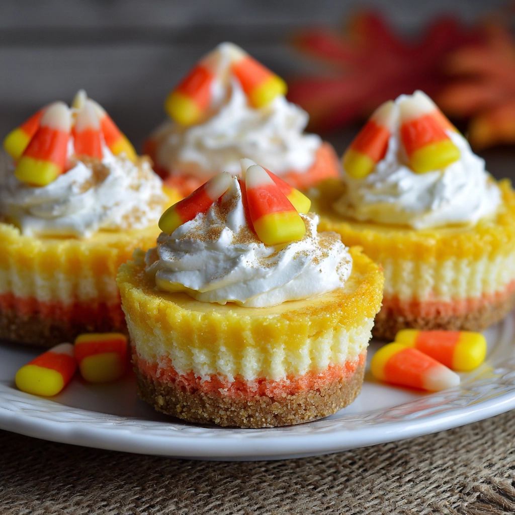 Mini Candy Corn Cheesecakes