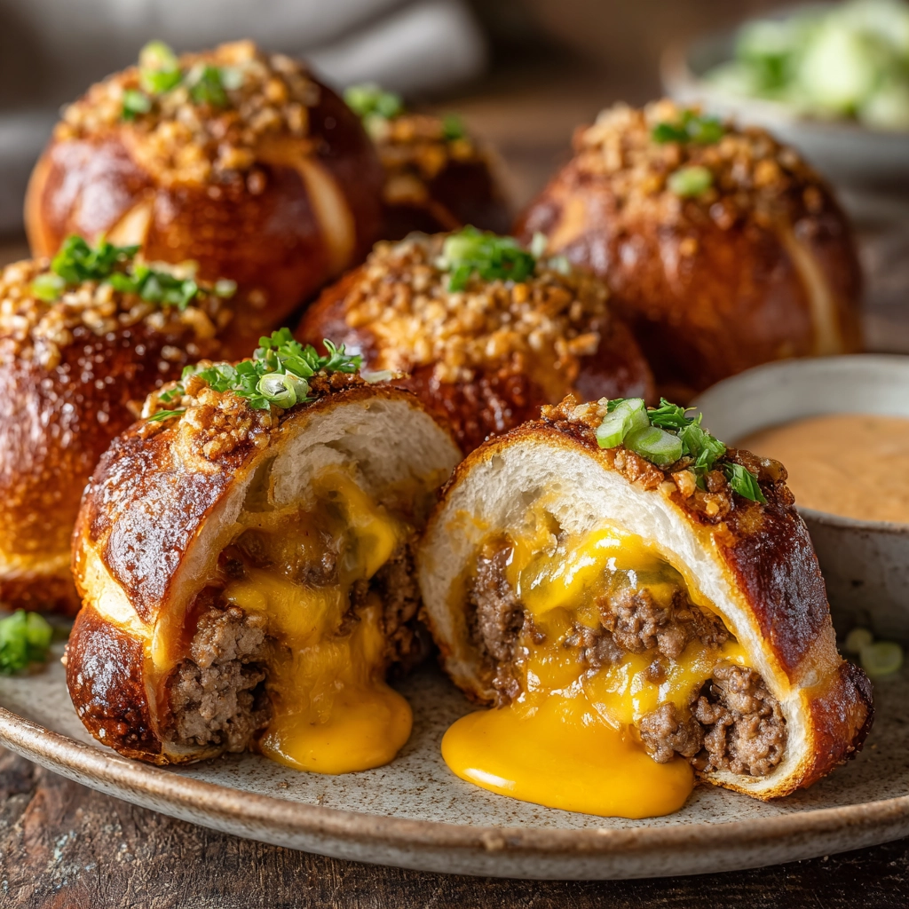 Cheeseburger Pretzel Bombs