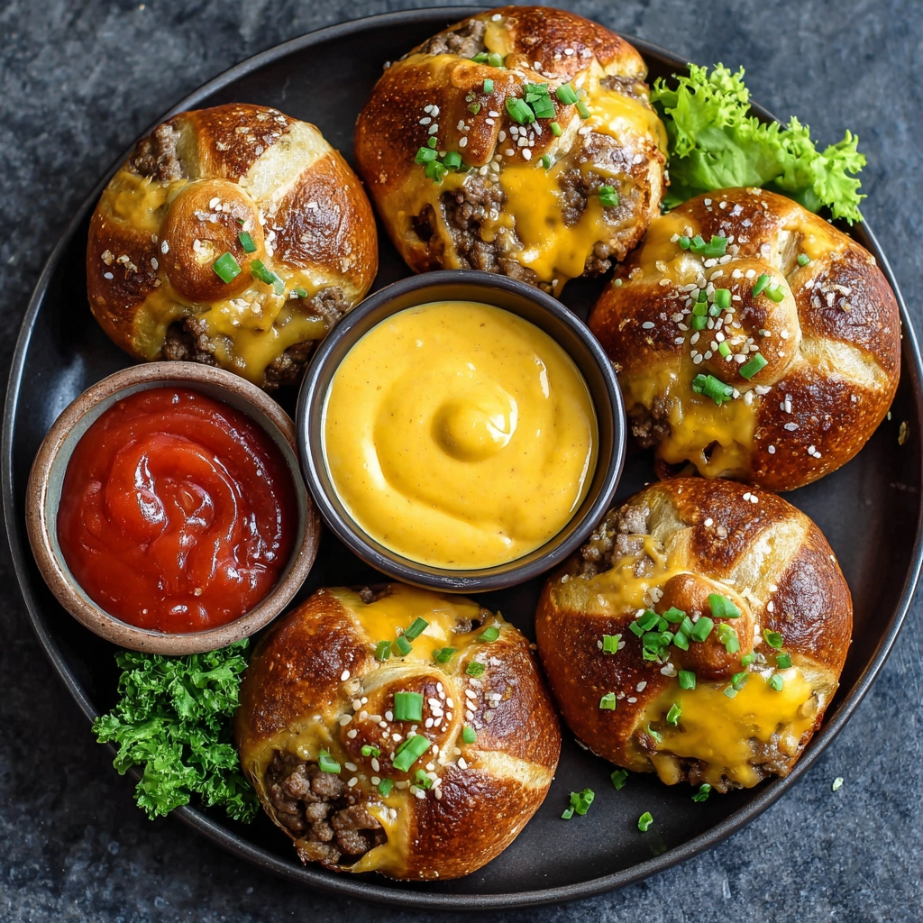 Cheeseburger Pretzel Bombs