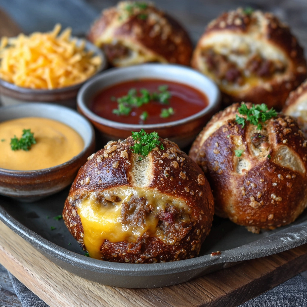 Cheeseburger Pretzel Bombs