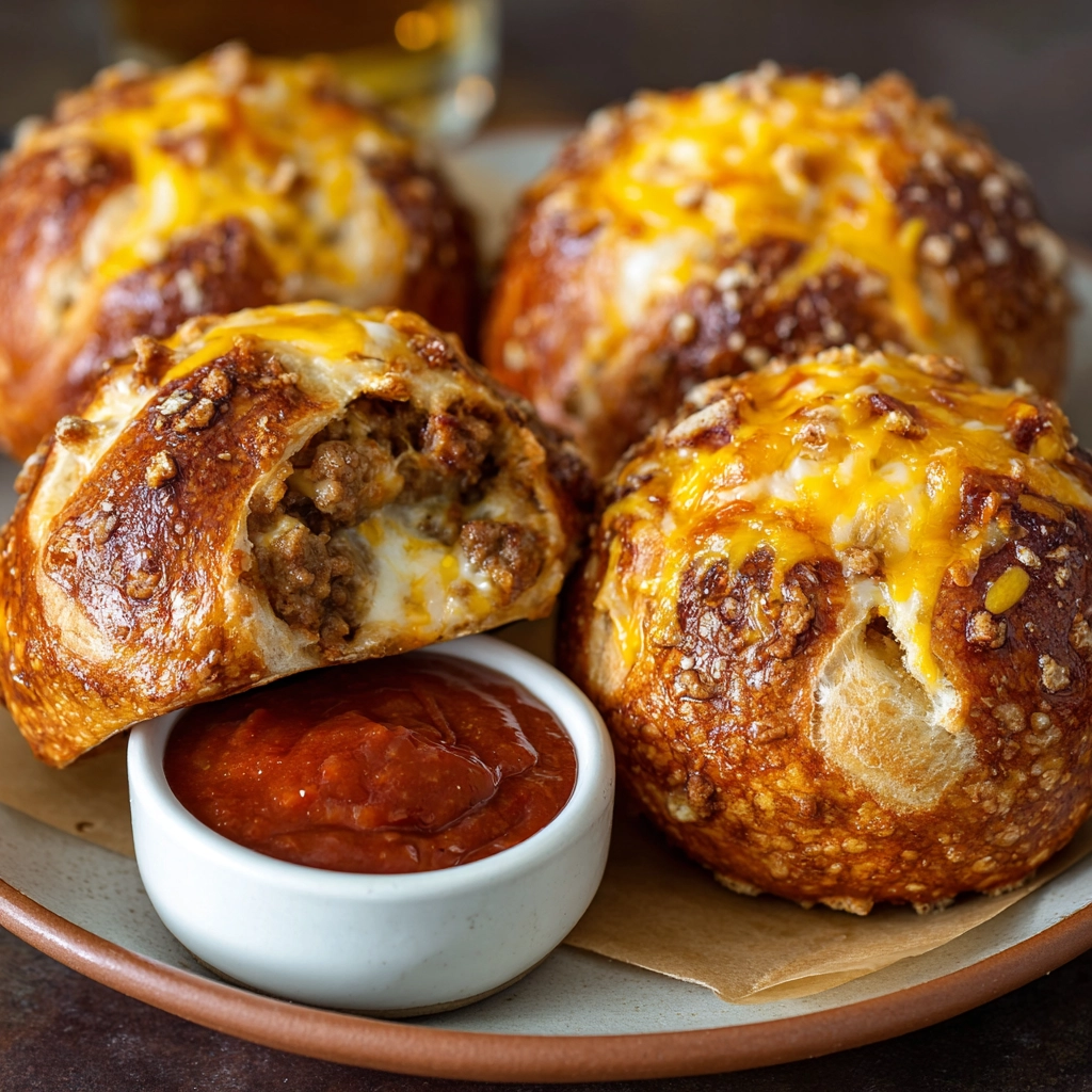 Cheeseburger Pretzel Bombs