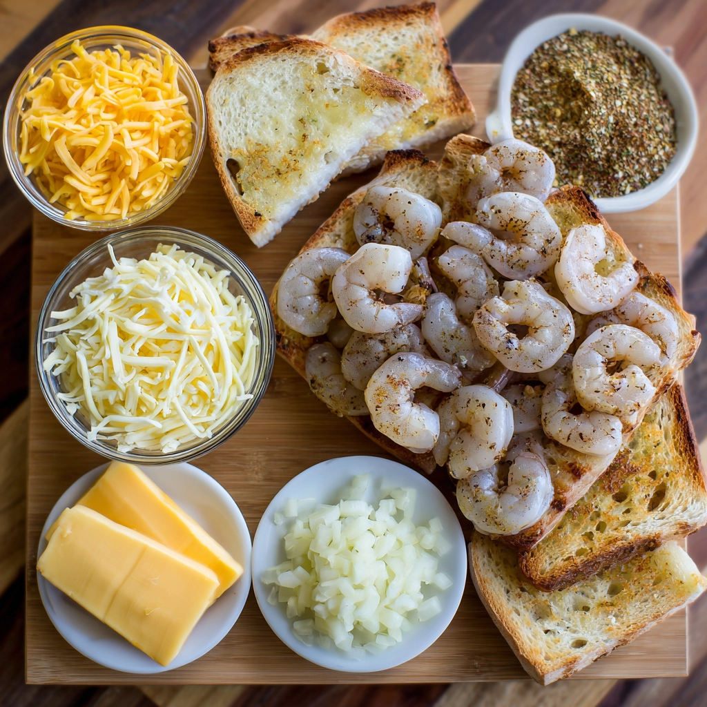 Cheesy Garlic Bread Shrimp Grilled Cheese