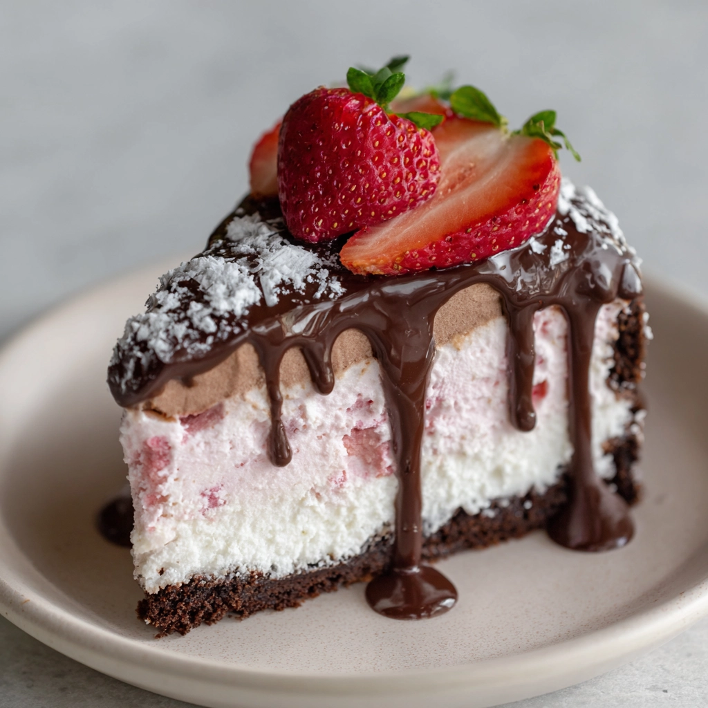 Chocolate Covered Strawberry Ice Cream Cake