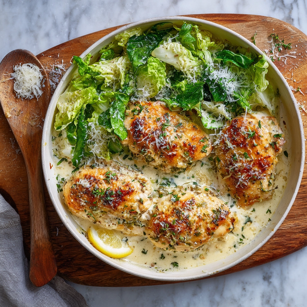 Creamy Parmesan Baked Caesar Chicken Recipe