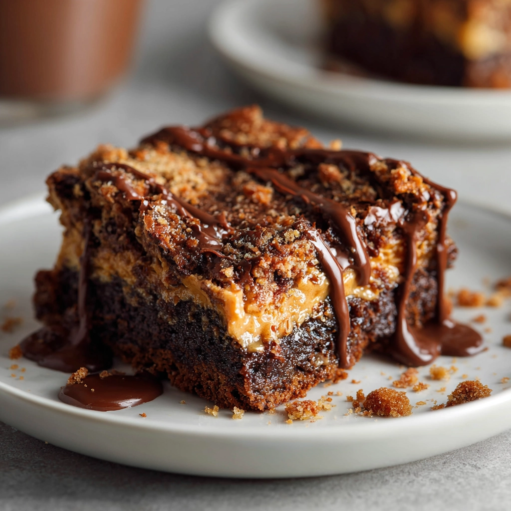 Heavenly Chocolate Peanut Butter Ooey Gooey Cake