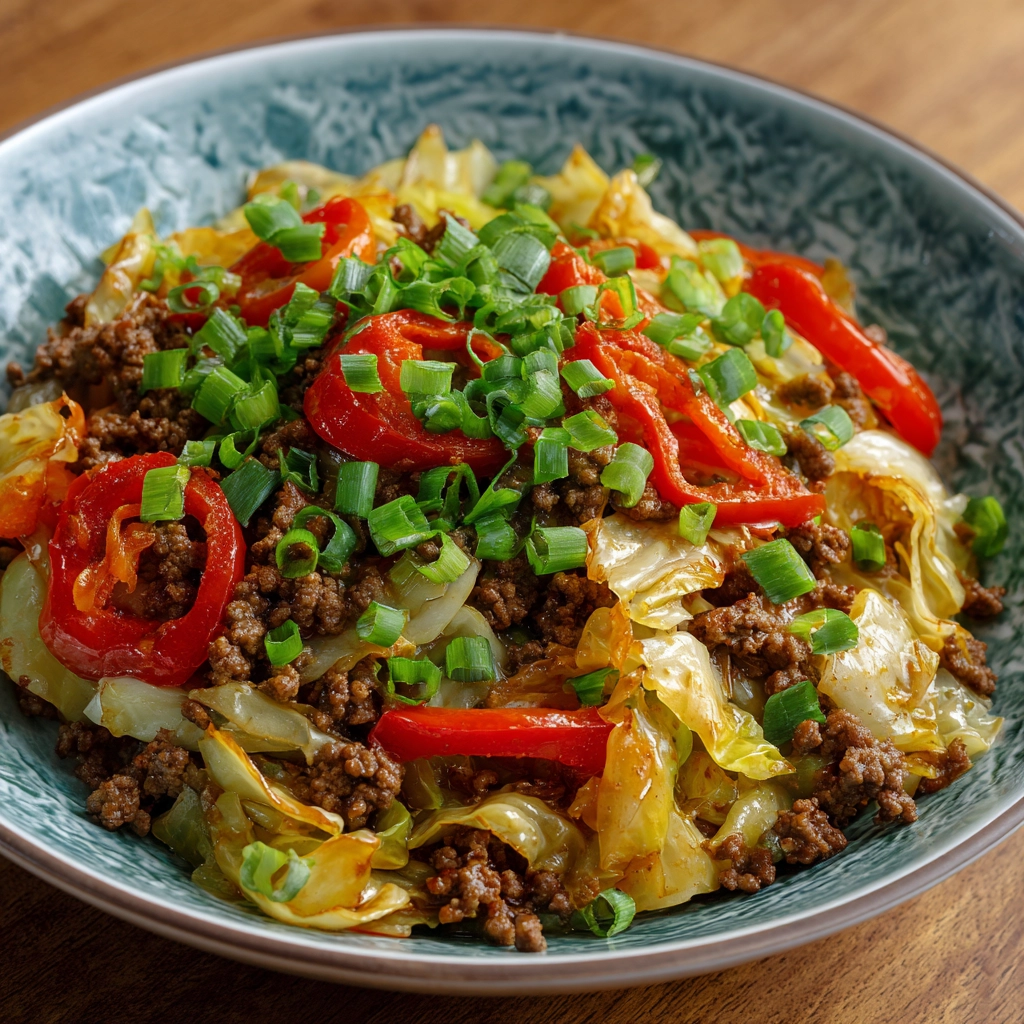 Low Carb Mongolian Ground Beef Cabbage