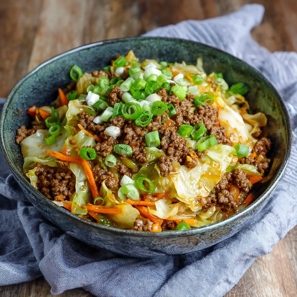 Low Carb Mongolian Ground Beef Cabbage