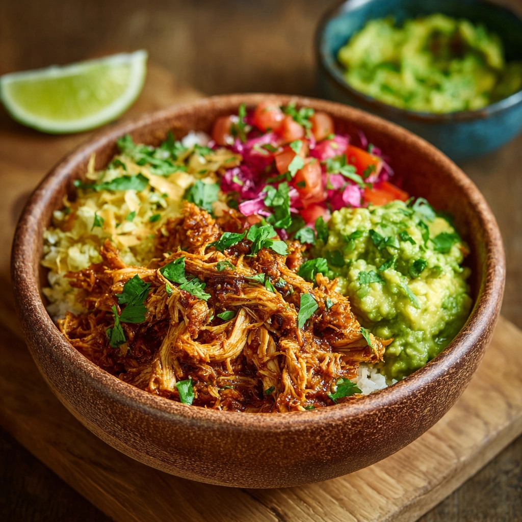 Pulled Chicken & Guacamole Bowl Recipe