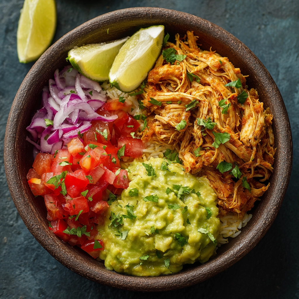 Pulled Chicken & Guacamole Bowl Recipe