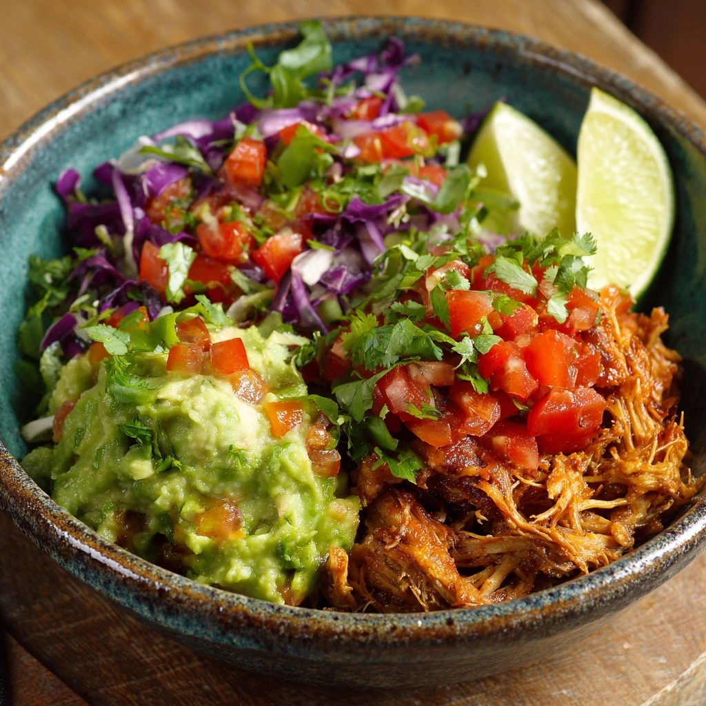 Pulled Chicken & Guacamole Bowl Recipe