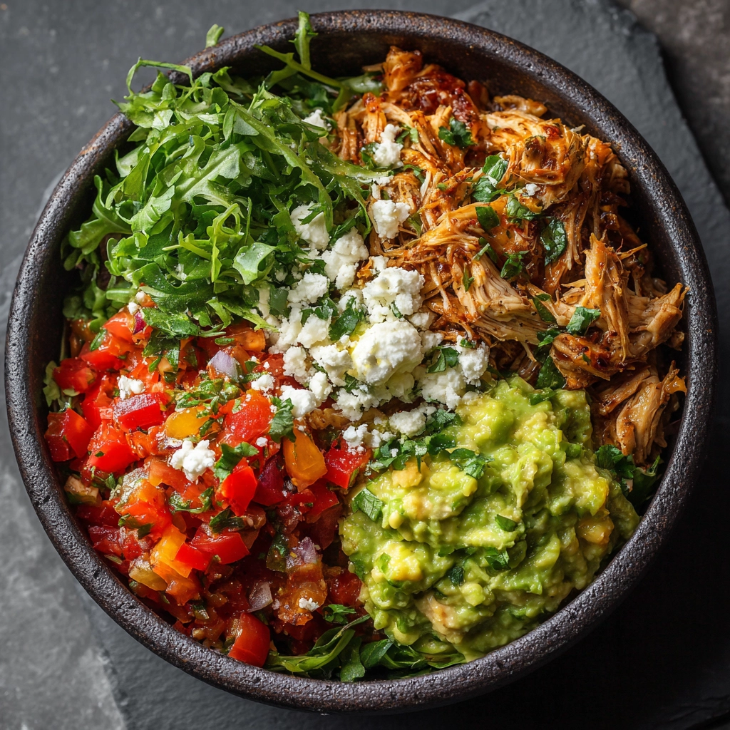 Pulled Chicken & Guacamole Bowl Recipe