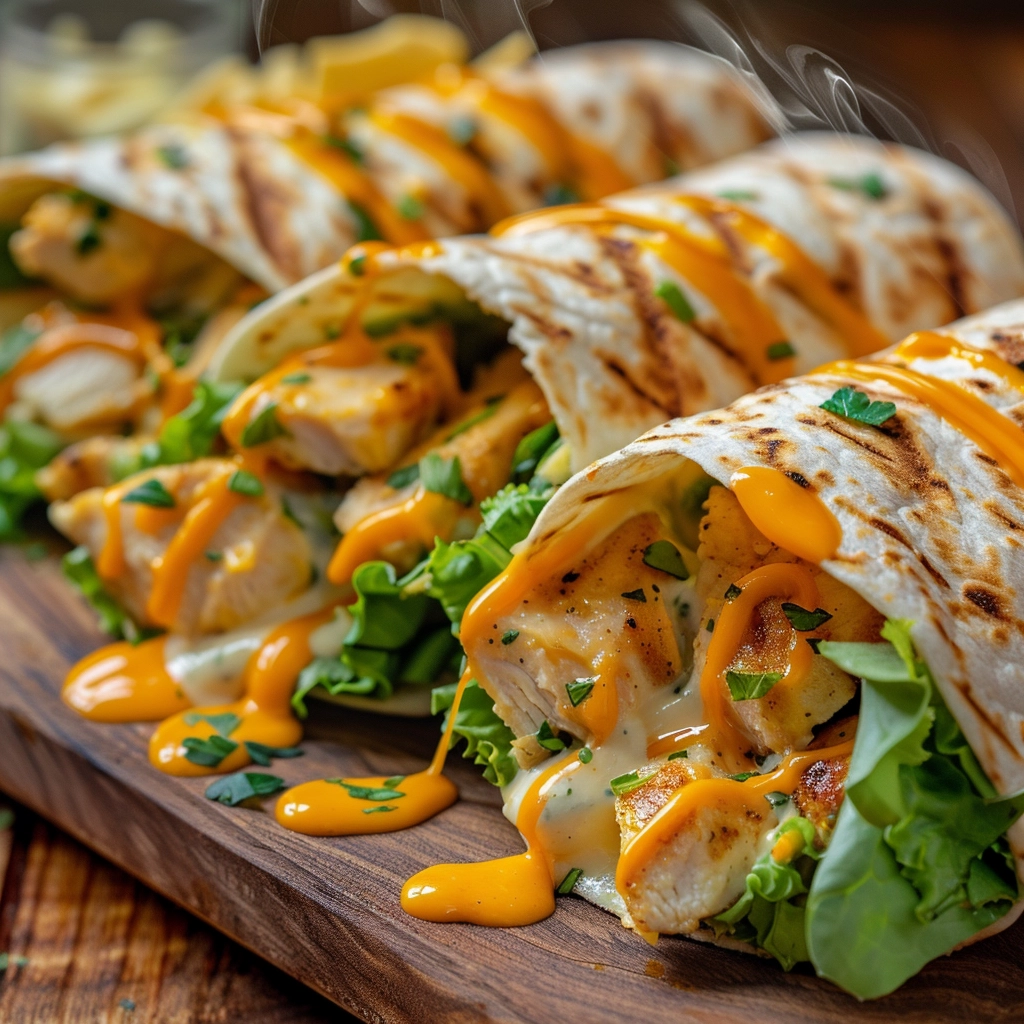 Cheesy Garlic Chicken Wraps