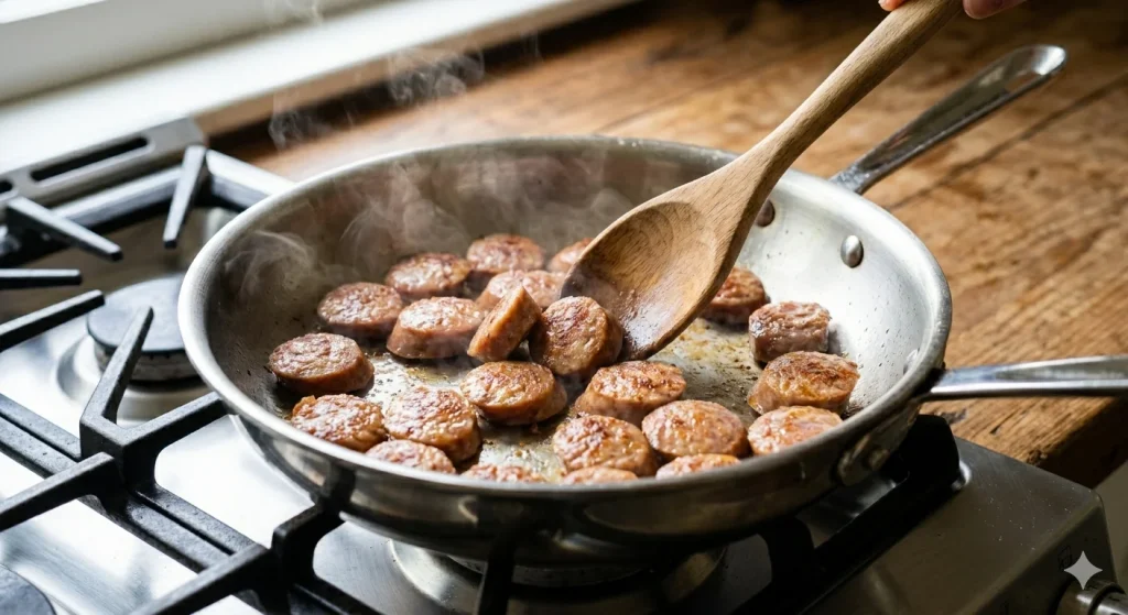 One Pan Creamy Tangy Ranch Buffalo Sausage Pasta