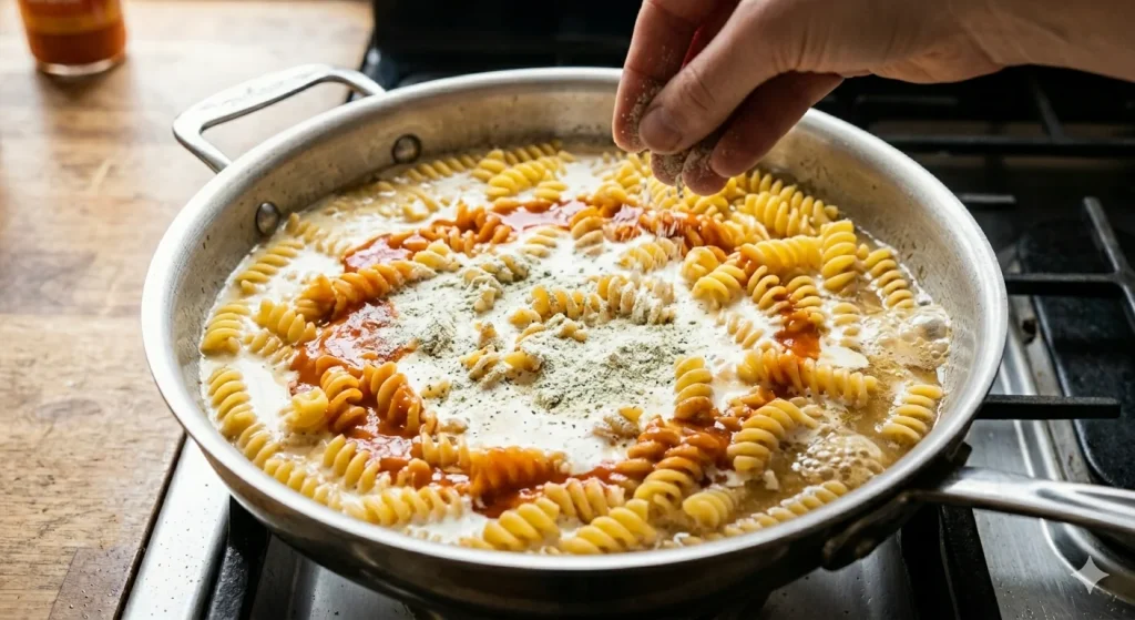 One Pan Ranch Buffalo Sausage Pasta