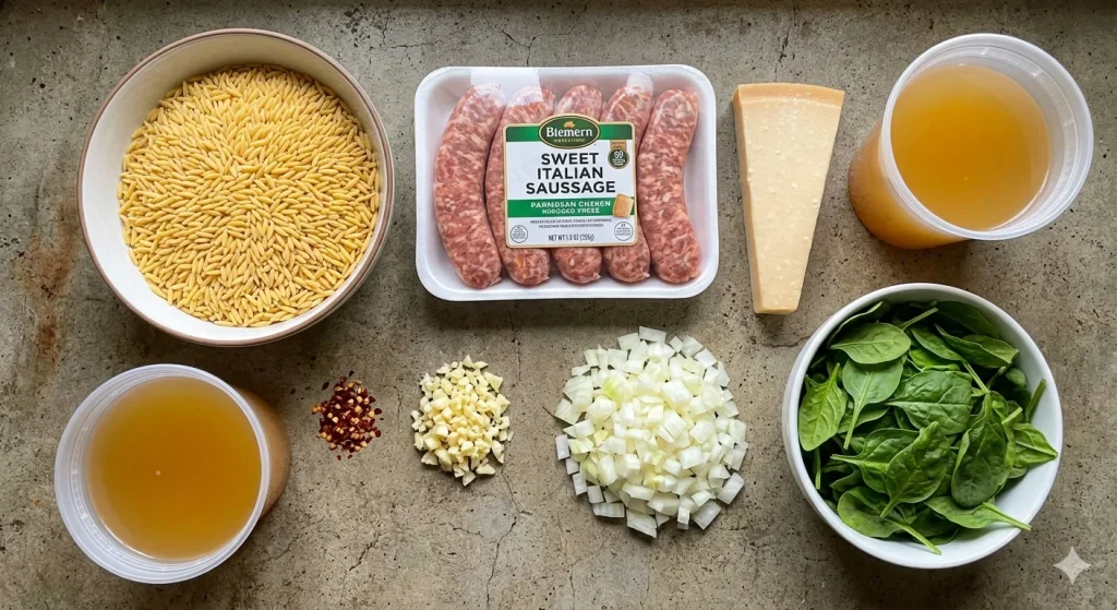 Cheesy Sausage Orzo Recipe