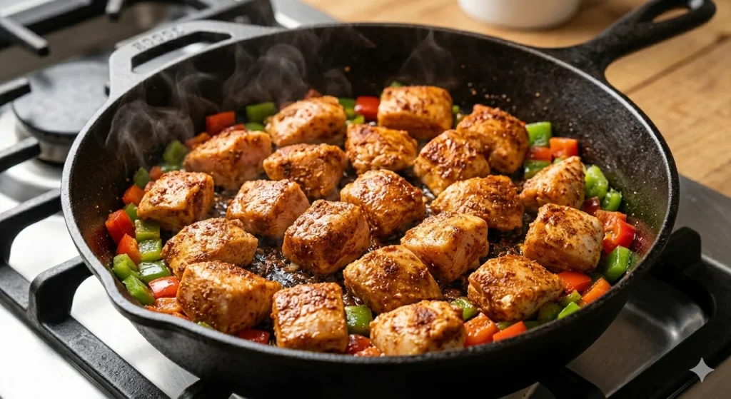 Spicy Creamy Cajun Parmesan Chicken Rice Skillet