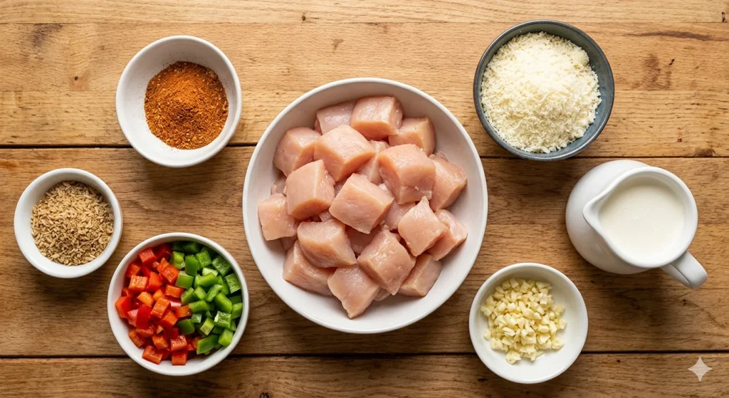 Spicy Creamy Cajun Parmesan Chicken Rice Skillet