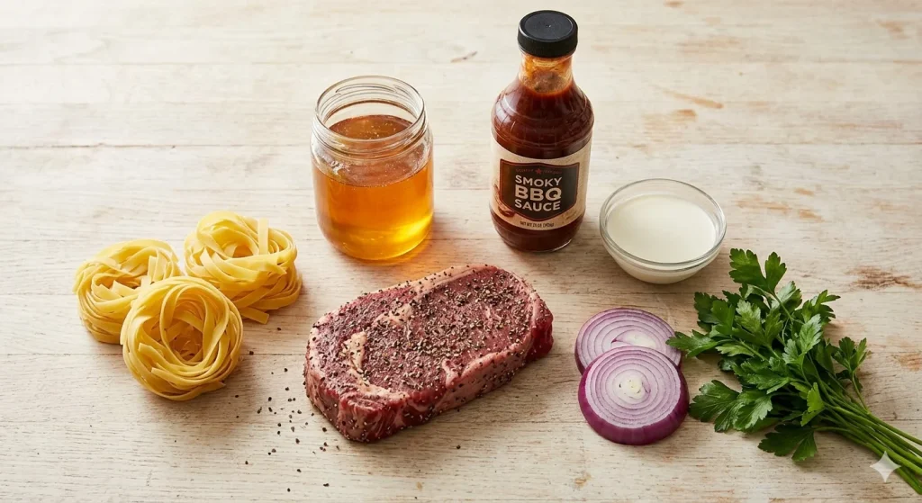 BBQ Steak Fettuccine Recipe