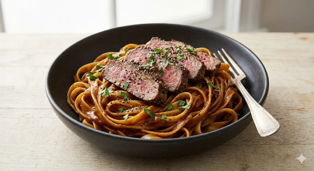 BBQ Steak Fettuccine Recipe