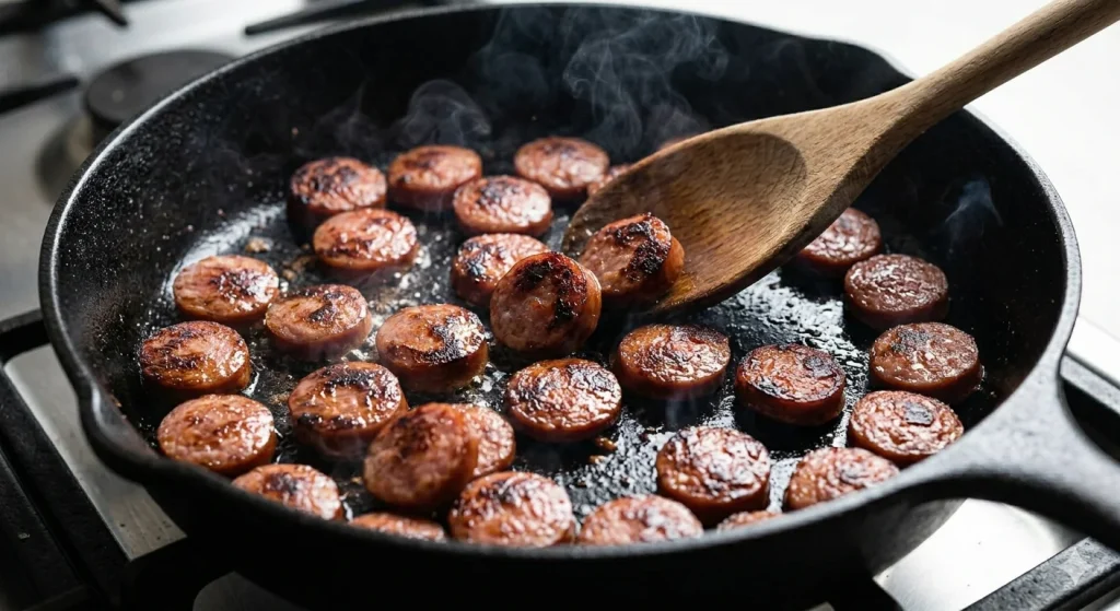 Sticky Smoky Garlic Butter Parmesan Sausage Rice